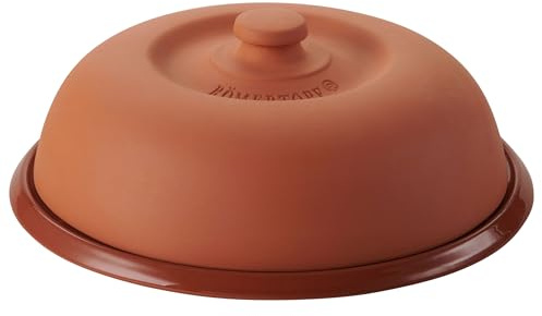 Romergryta, klimat-brödtallrik med cloche – kylplatta av naturlera, osttallrik och serveringsfat för frukost, brödtid, brunch och picknick, hållbar kylning utan el, diskmaskinssäker