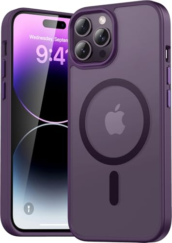Natiiozie Magnetica Cover per iPhone 14 Pro Compatibile con MagSafe Custodia Traslucida Opaca Posteriore, Antiurto Anti-impronta Resistente ai Graffi Protettiva iPhone 14 Pro Case (Viola)