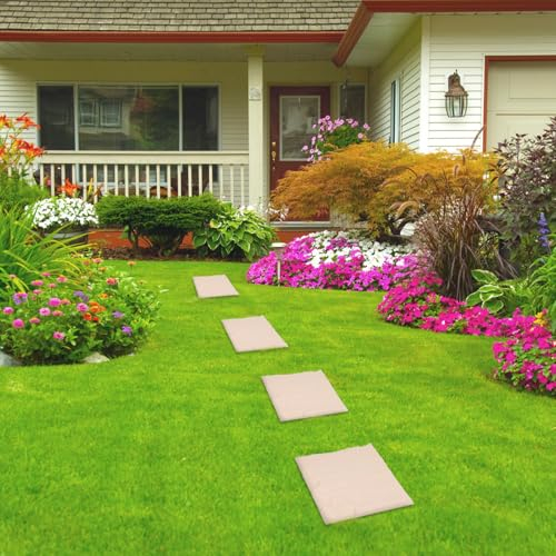 SENECESLI Trittsteine ​​für den Außenbereich, für Gehwege Im Garten, Trittsteine ​​mit Erdspießen, Wetterfester Kunstharz-Gartendekor-Trittstein für Rasen- und Hofdekorationen, 4er-Set