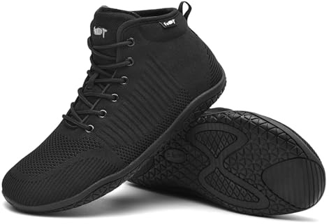 Geweo Barefoot Shoes Hiver Femme Homme Barefoot Bottes de Neige Bottines Chaussures D'hive Minimalistes Chaussures Pieds Nus Winter Boots Randonnée Confortable Snowboots Sneakers Noir 37