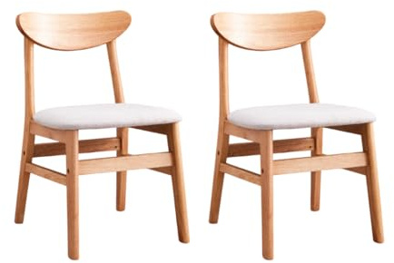 Shiito | Modelo Vancouver | JC - Pack de 2 sillas de Madera Natural | Elegancia y Simplicidad para tu hogar | Tapizada en Tela de Color Blanco