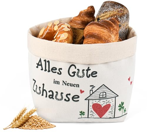 Cestino per il pane – Alles Gute im neuen Zuhause – Regalo di inaugurazione – Decorativo – Durevole – per pane e pasticceria – Elegante decorazione da tavolo