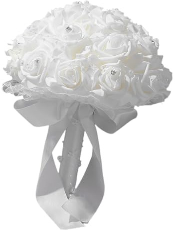 Obotsnoi Bouquet da sposa fiori artificiali bianchi proposta festa matrimonio ricevimento europeo bouquet da sposa