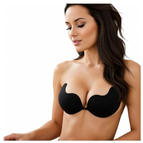 FRNKZ company Soutien-Gorge Adhésif sans Bretelles, Push-Up Invisible, Couleur Noire, Maintien Optimal