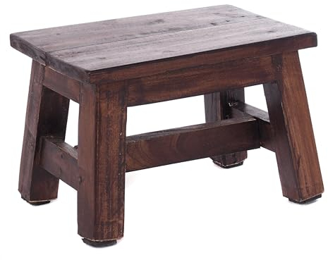 DESIGN DELIGHTS Holz HOCKER Monte | 30x20x21 cm (BxTxH), Mahagoni Massivholz | Rustikaler Blumenhocker, Pflanzenhocker, Beistellhocker, Dekohocker, Schemel | Farbe: 03 Dunkelbraun