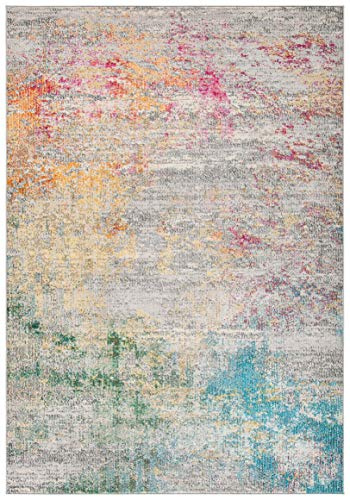 SAFAVIEH Tappeto Boho per Soggiorno, Sala da pranzo, Camera da letto - Madison Collection, A Pelo Corto, Grigio e oro, 61 X 91 cm