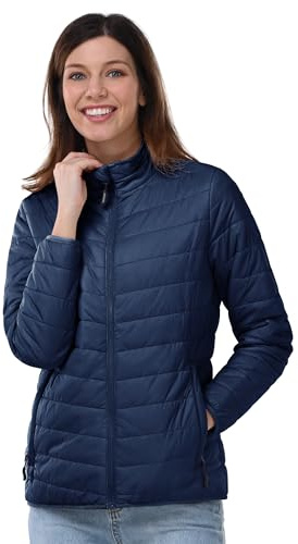 Outdoor Ventures Damen Steppjacke Leichte Warme Packbare Übergangsjacke Puffer Jacke für Frauen Gefüttert Weiche Steppmantel Quilted Coat für Freizeit Wandern Reisen Outdoor Navy Blau XL