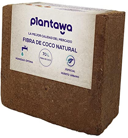 PLANTAWA Fibre de Coco Organique Bloc 5 kg 70 l – Brique compacte – Terre pour Plantes – Utilisation de Potager Urbain terriaire pour Plantes extérieures Turba pour Pots de Fleurs