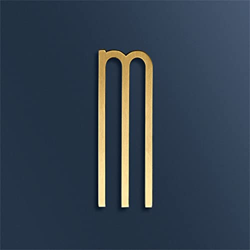 7cm Solid Brass 3D House Plaque Numbers 0-9 Letters A-Z Dash Sign Adhesive Glued Hotel Office Door Number Indoor Mailbox Address Digital Alphabet for Home Outdoor Plates Doorplate Room (M)