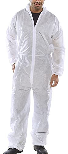 Workwear World 3 Pack Disposable White Boiler Suit Protective Zipped Coverall With Hood Sizes M-XXL (XXL)