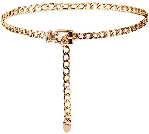 TIESOME Ceinture Chaîne Réglable en Métal pour Femme, Maigre, Jupe Ceinture (S: 90cm)