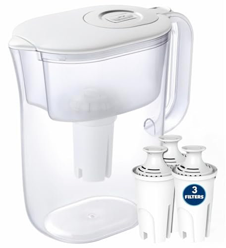 7-Cup Water Filter Pitcher & 3 Filters & Electronic Filter Change Reminder: Compatible with Brita Pitcher Brita Water Pitcher