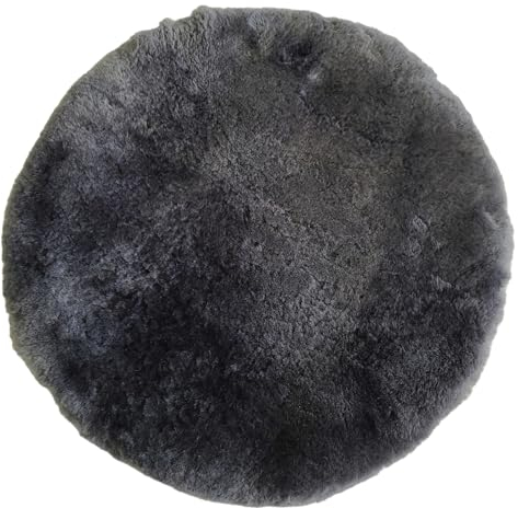 Naturasan Sitzkissen Rund, Lammfell Sitzauflage, warmes Sitzpolster, Fellkissen, Lammfell Echt, Rundes Kissen, Fell für Stühle, Sitzkissen Stuhl 38 cm (Grau)