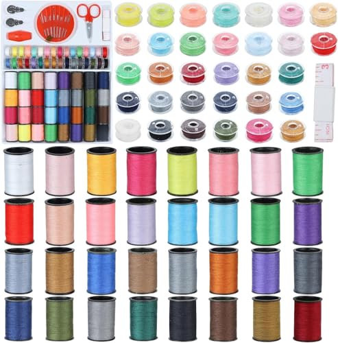 JOLIGAEA Nähset, 70 Stück Nähgarn Set für Nähmaschine,Nähgarn Set,nähgarn für nähmaschine,nähzubehör für nähmaschine,für Hause Reise Camping gefüllt mit Faden Nähnadeln Schere Fingerhut Maßband