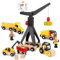 Taloit Kran Baustellenfahrzeuge Bagger für Kinder ab 2 Jahre - Holz Baustelle Spielzeug Set mit Baukran, Turmkran, Kranwagen, Muldenkipper, Straßenwalze - Geschenk für Jungen 2-5 Jahre