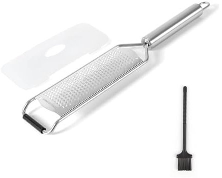 KLEHOPE Grattugia, 304 in Acciaio Inossidabile, Grattugia per Formaggio, Hangovole, Grattugia Limone Scorza, con Coperchio e Spazzola, per Limoni, Formaggio, Verdure