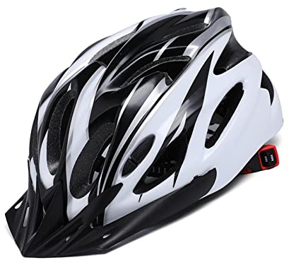 Casco per adulti per uomo e donna, comodo, casco per adulti e ragazzi su strada di montagna (nero e bianco)