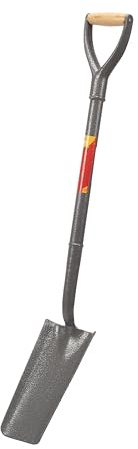 Amtech - Trenching Shovel, Heavy Duty Cable Laying Shovel for Landscaping and Gardening, Durable Solid-Forged Blade and All-Steel Body, Comfortable Grip, Hammertone Grey (28”)