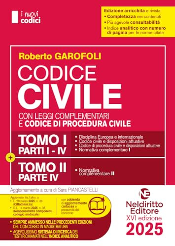 Codice Civile e di Procedura civile e leggi complementari 2025 normativo per il Concorso in Magistratura
