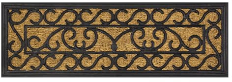 OLIVO.shop - Felpudo de coco para entrada exterior, alfombra escalera, 25 x 75 cm, felpudo de exterior, alfombra de escalera antideslizante, felpudo de coco trenzado y goma promocional escalera (grill