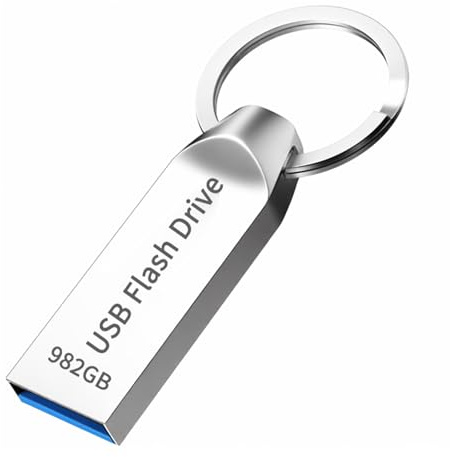 Poxfun Memoria USB 982GB, Transmisión Rápida 3.0 Pen Drive Mini Pendrive Impermeable Disco Duro Externo Compatible con PC/Ordenador/Impresora