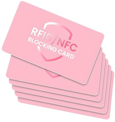 Paquete de 6 tarjetas de bloqueo RFID, protectores de tarjetas sin contacto de generación 2 para mujeres, bloqueador NFC antirrobo (rosa, paquete de 6)