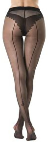 Gi&Gi Collants pour femme 40 den, voilés fantaisie caractérisés par une rangée arrière avec pieds visibles N.1560, Noir , S/M