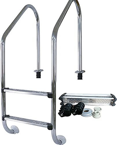 Lsoiup Échelles de Piscine Échelle de Piscine creusée 2 marches en Acier Inoxydable Natation escalier de Quai argenté 200 kg capacité de Poids Rail de Piscine adapté à la Piscine de 100 cm