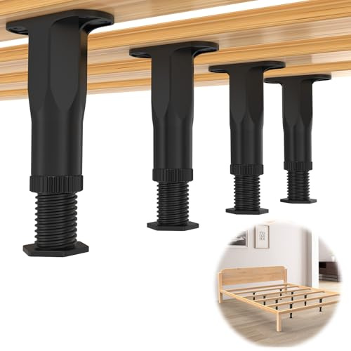 Adjustable Bed Frame Support Legs, Screw-Mounted, 5.1–8.3 Inches, 4 Pack