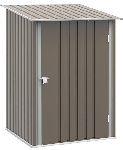 Outsunny Abri de Jardin 1m² - Remise pour Outils - cabanon Porte verrouillable - dim. 1L x 1,03l x 1,6H m - tôle d'acier ondulée Marron et Blanc