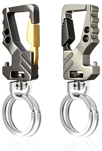 Flintronic 2 Pcs Porte-clés Ouvre-Bouteille, Porte Clés en Métal, Amovible Fixation Porte-Clés, Porte-clés Voiture, Orte-Clés Ouvre-Bière, pour Accrocher dans Le Sac à Dos, Clés de Voiture