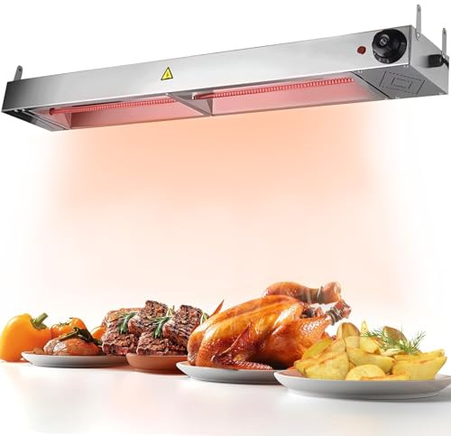 Lampada Riscaldante per Alimenti, Sospeso Lampada Riscaldante Infrarossi Alimenti, Lampada Scaldavivande Commerciale per Ristorante Cucina Buffet, Temperatura Regolabile 30-80°C (1PC, 90cm)