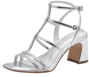 Tamaris Damen 1-28344-46, Sandalia con talón Mujer, Plata, 41 EU