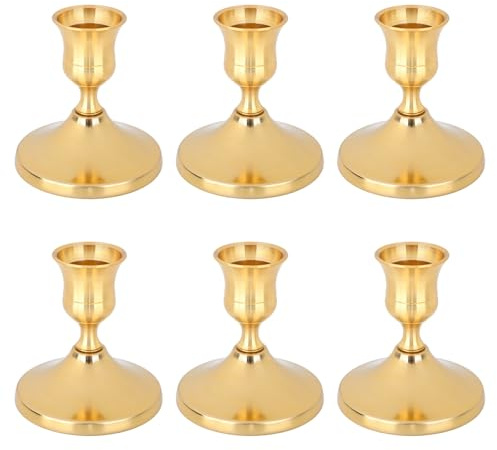 6st Mässing Guld, Koniska Ljusstakar Vintage Ljusstakar Metall Dekorativt Mittdekoration Ljusställ Heminredning för Bröllop Middag Fest Julklappar Mantel