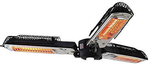 Outdoor Patio Umbrella Heater - Electric Infrared Space Heater with 3 Heating Panels for Pergola or Gazebo, Folding Design for Efficient Heating