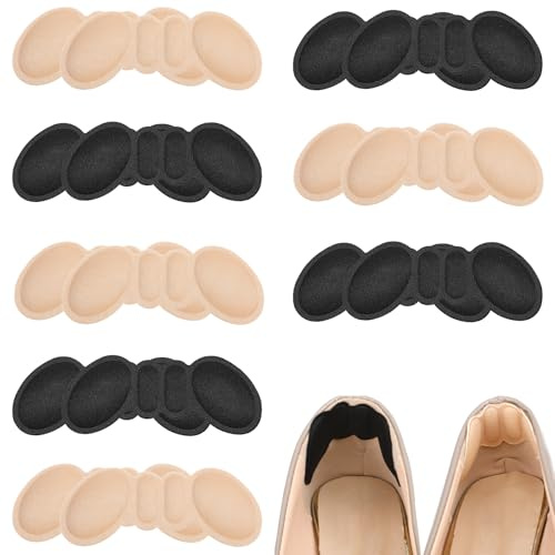 4 par hälkuddar skoinlägg självhäftande hälskydd för skor hälskydd kuddar Against blisters optimal komfort too stora skor & stövlar skofyllare, svart beige