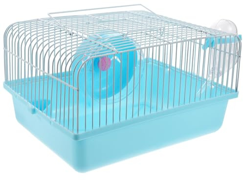 SHINEOFI Jaula Portátil para Mascotas Pequeña con Rueda para Correr y Bebedero, Caja Transportadora de Plástico y Hierro para Hámster y Pequeños Animales