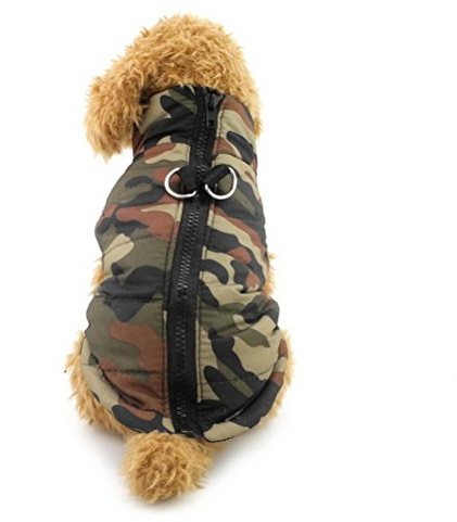 Zunea Cappotti e Giubbotti per Cani Piccola Taglia Invernale Cuccioli imbottita imbracatura cappotto gilet Camo Cane Vestiti Abbigliamento per Femmina Maschio Cani e Gatti Verde L