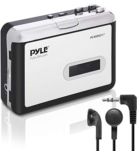Pyle 2-in-1 Cassette-to-MP3 Converter Player Recorder - Portable Battery Powered Tape Audio Digitizer, USB Walkman Cassette Player with Manual/Auto Record, 3.5mm Audio Jack, Headphones, Power Cable