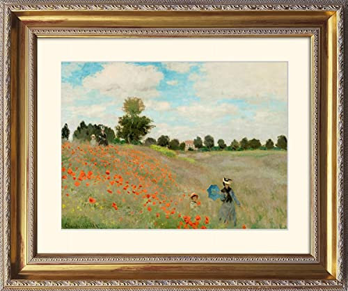 artissimo, Grand-Masters, Kunstdruck in Barock-Rahmen gerahmt, 63x53cm, AG4665, Claude Monet: Coquelicots/Mohnfeld, Bild mit Rahmen und Passepartout, Wandbild, Poster, Wanddekoration