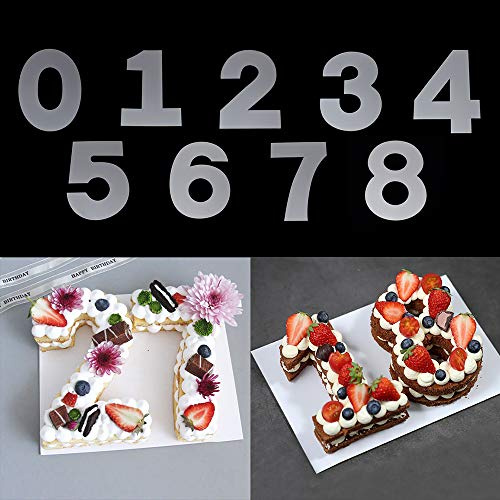 RAYNAG 0-8 Number Cake Stencils Flat Plastic Templates Cutting Number Mold 16 Inch Numerical Stencils for DIY Numbers Cakes/Cookies