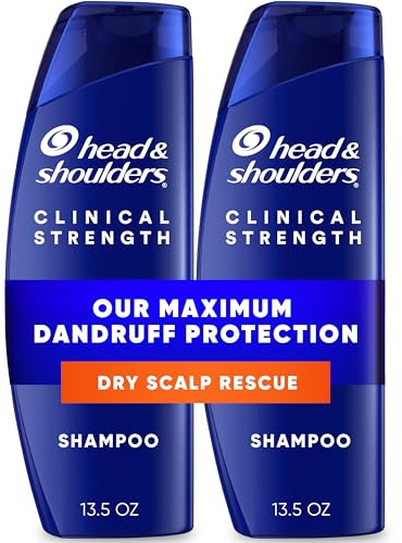 Head & Shoulders Anti-Dandruff Shampoo with 1% Selenium Sulfide, Clinical Strength Dry Scalp Rescue Shampoo Twin Pack, Seborrheic Dermatitis Relief, Dry Scalp 13.5 fl oz Each