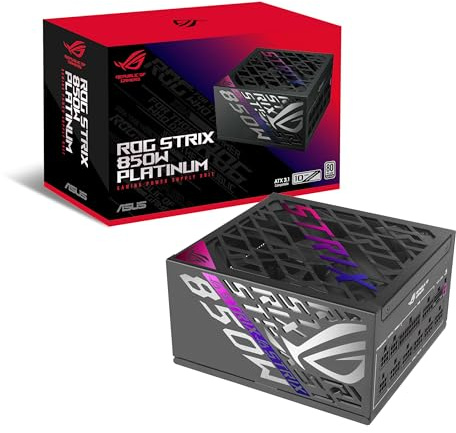 Asus ROG Strix 850W Platinum PSU, Fully Modular, 80+ Platinum, ATX 3.1, PCIe 5.0, GaN MOSFET, Intelligent Voltage Stabilizer