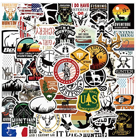 100 Stück Jagd und Angeln Aufkleber für LKW Autos Fahrrad Motorrad Helm Boote Kajaks Fahrzeuge Wasserflaschen Tackle Box Kühler Wasserdichte,Vinyl Aufkleber für den Außenbereich für Männer und Kinder