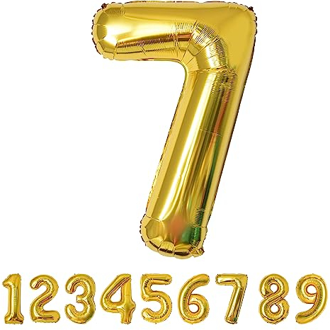 Geburtstag zahlen luftballon 7 jahre Folienballon Kindergeburtstag Deko Gold-Mädchen Junge Geburtstag 7 jahr 40 - 101cm Folienballon 7 jahre Geburtstags deko-fliegt mit Helium