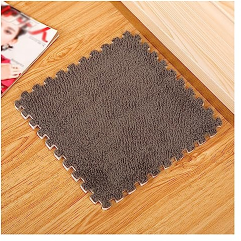 9/10 /12/16 Pièces Tapis De Sol en Mousse Puzzle en Peluche avec Bordure, Dalles De Moquette Carrées Emboîtables, Tapis De Jeu Moelleux pour Salon Chambre, 12 X 12 Pouces(Size:12Tiles,Color:Gris)
