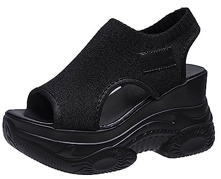 IQOAIJ Sandalias de Verano para Mujer, Ligeras, de Malla, Antideslizantes, con Plataforma Abierta, para Caminar al Aire Libre, Zapatos de Playa,1,37 EU
