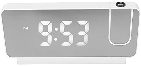 Projector Clock, Smart Digital Alarm Clock, Projection Alarm Clock with 180° Rotatable Projector, Time Date Temperature LED Display Wide Angle, Projector Clock on Ceiling for Bedroom Bedside (White)