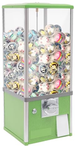 LyeXD 25 Inch Candy Gumball Vending Machine, Big Toy Capsule Vending Machine Bank with Keys,2 25¢ Coins Per Side, Pinball Vending Machine for 250 1.77 or 1000 1.06 Ball (Light Green)