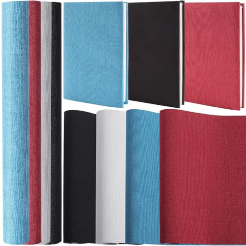 CRASPIRE 4 Pieza 51x11.8 Telas de Lino para Libros de 4 Colores para Libros A4-A8 encuadernación de Tela Superficie de Papel Cubierta para Libros Álbumes de Recortes Archivos Bricolaje Protector